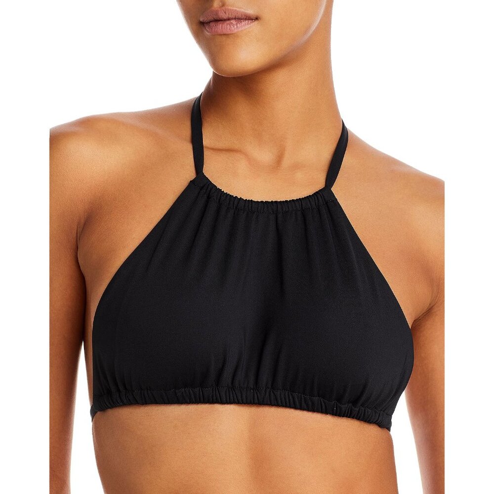 AQUA Swim Women's High Neck Halter Bikini Top Black B4HP